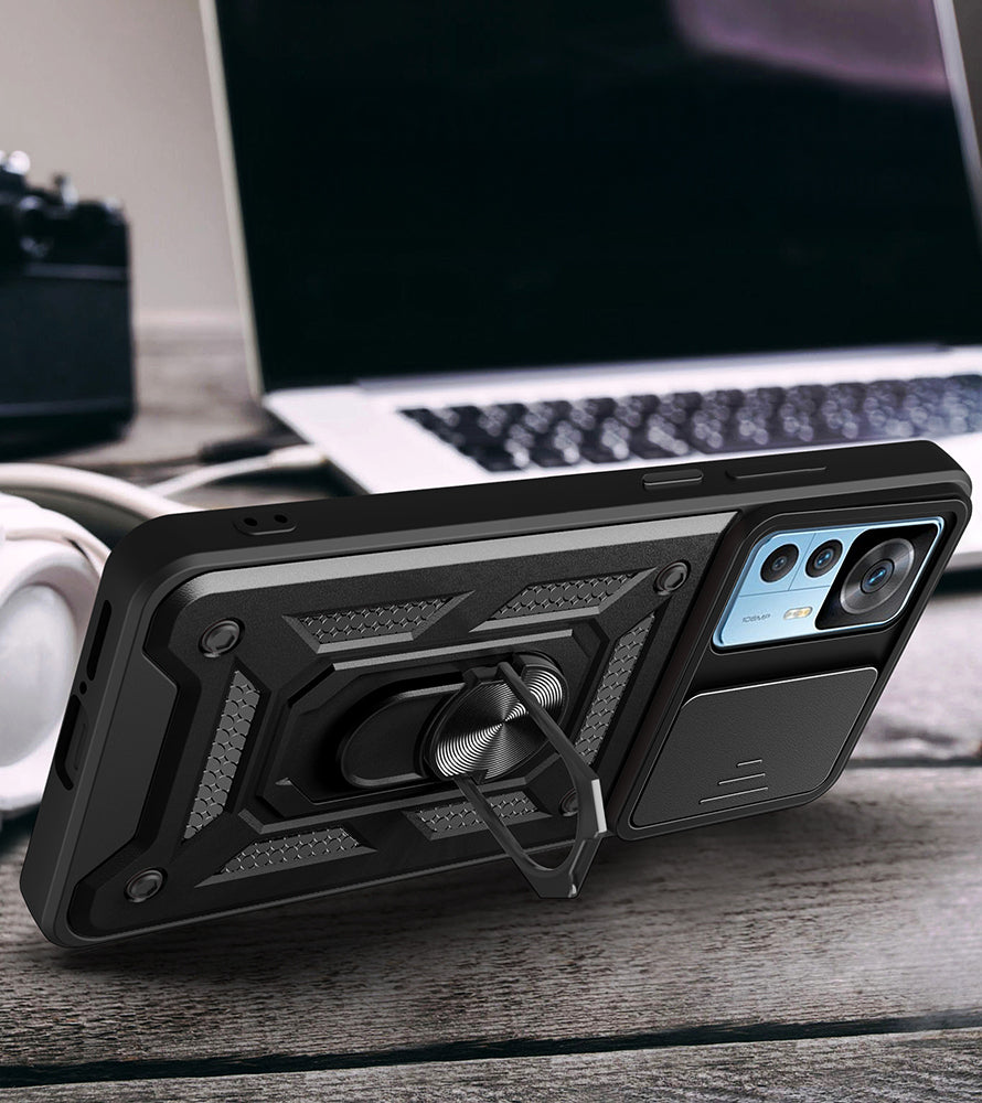 Xiaomi Mi 12T Pro Kılıf Magnetik Standlı Kamera Korumalı Zore Sürgülü Vega Kapak