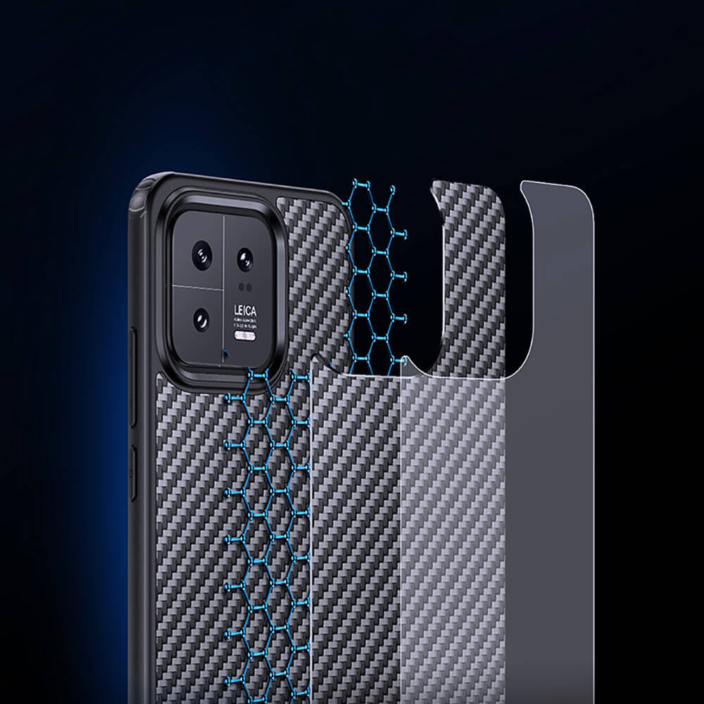 Xiaomi Mi 13 Kılıf Aramid Karbon Fiber M-safe Özellikli Wlons Radison Kapak