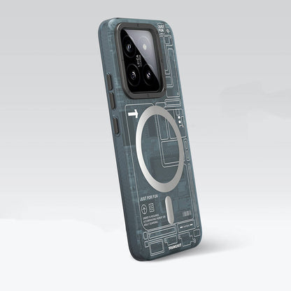 Xiaomi Mi 14 Kılıf M-safe Şarj Özellikli YoungKit Technology Serisi Kapak