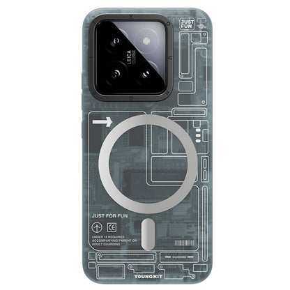 Xiaomi Mi 14 Kılıf M-safe Şarj Özellikli YoungKit Technology Serisi Kapak