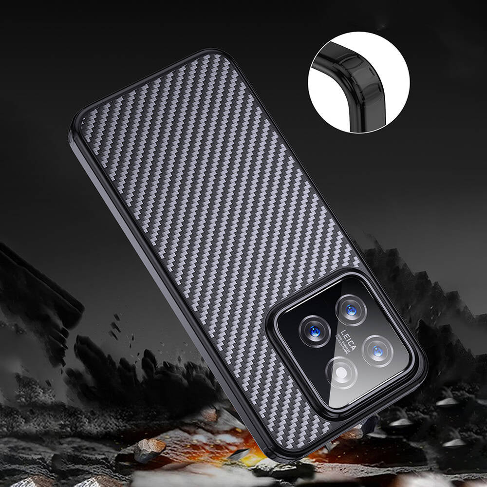 Xiaomi Mi 14 Pro Kılıf Aramid Karbon Fiber M-safe Özellikli Wlons Radison Kapak