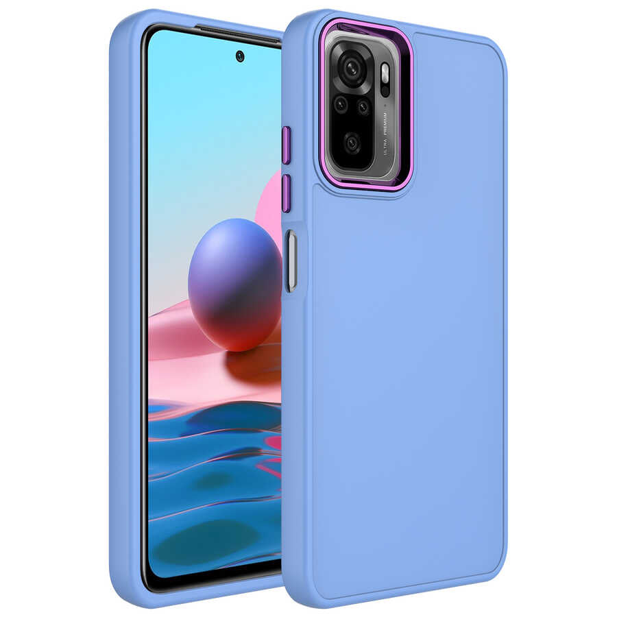 Xiaomi Redmi Note 10 Kılıf Metal Çerçeve ve Buton Tasarımlı Silikon Zore Luna Kapak