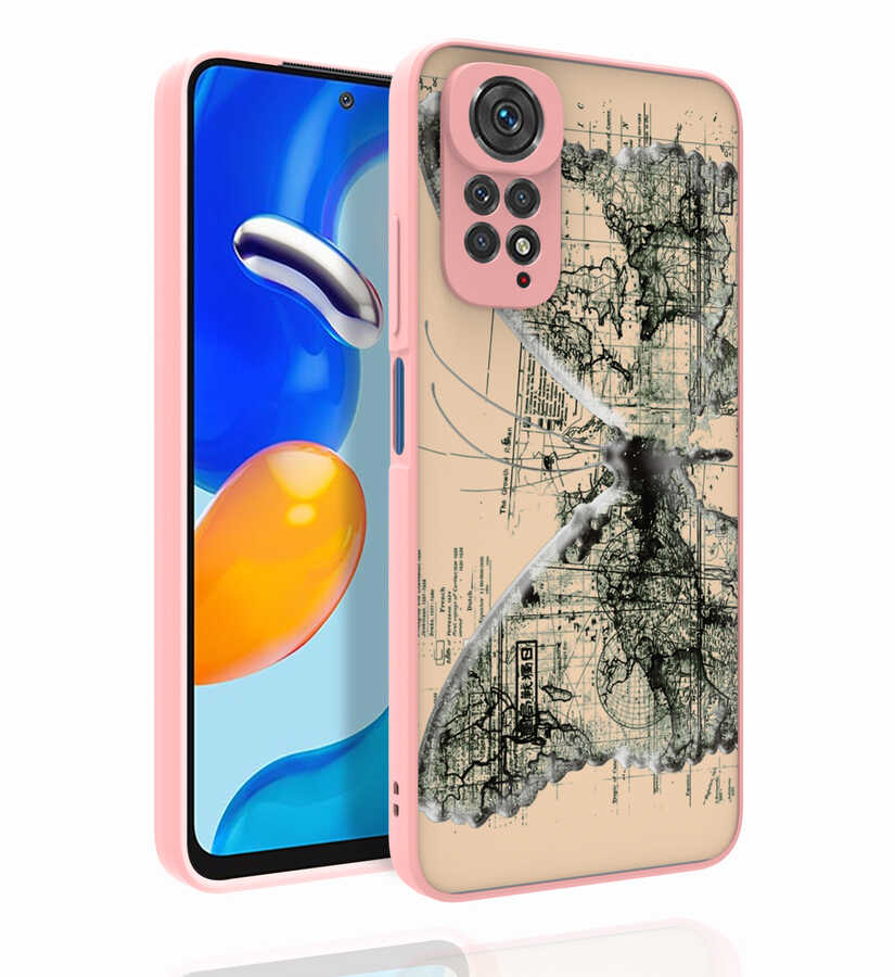 Xiaomi Redmi Note 11 Global Kılıf Desenli Kamera Korumalı Parlak Zore Nora Kapak