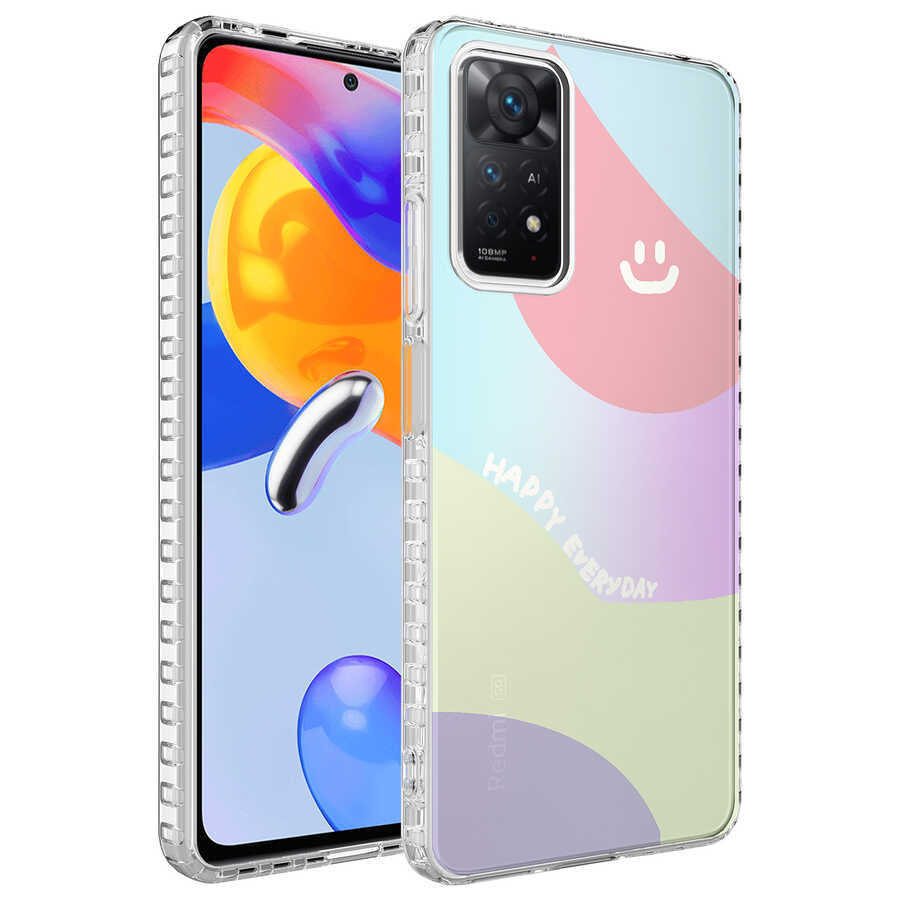 Xiaomi Redmi Note 11 Pro 5G Kılıf Airbag Kenarlı Renkli Desenli Silikon Zore Elegans Kapak