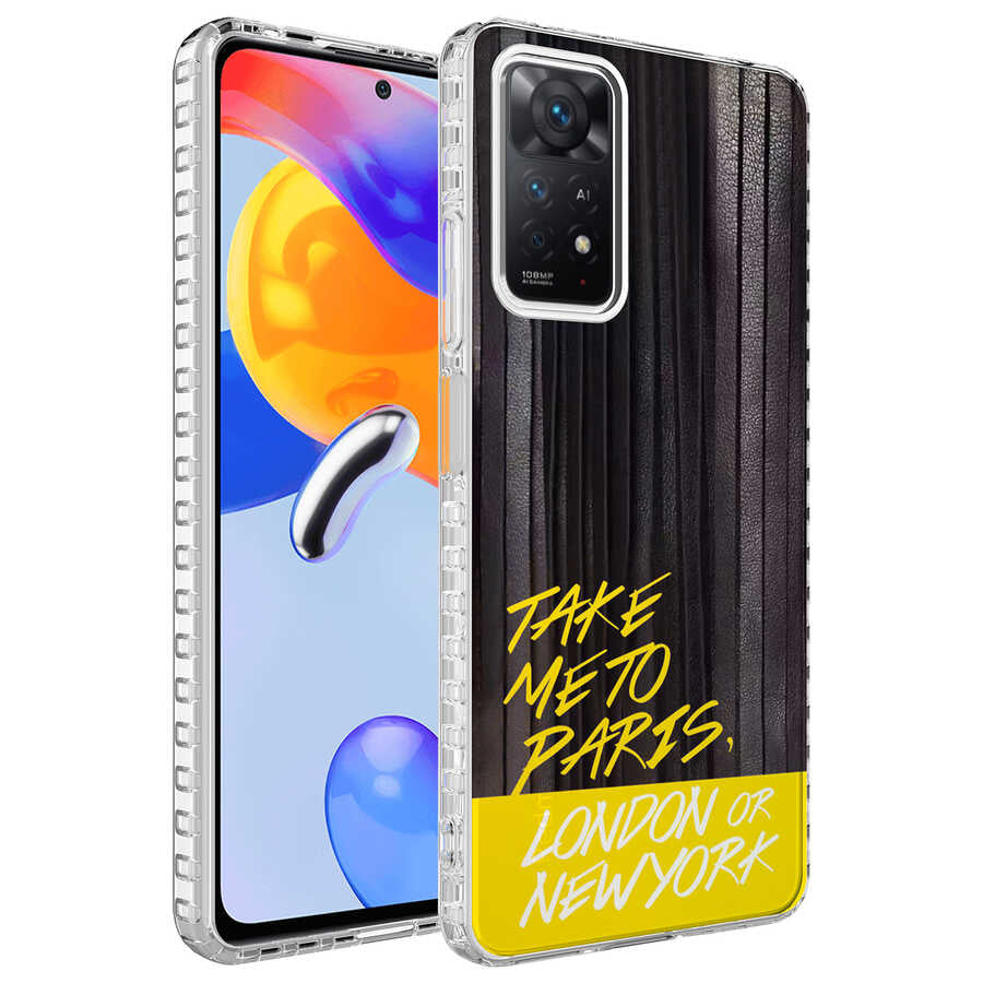 Xiaomi Redmi Note 11 Pro 5G Kılıf Airbag Kenarlı Renkli Desenli Silikon Zore Elegans Kapak