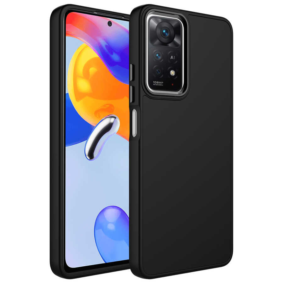 Xiaomi Redmi Note 11 Pro 5G Kılıf Metal Çerçeve ve Buton Tasarımlı Silikon Zore Luna Kapak