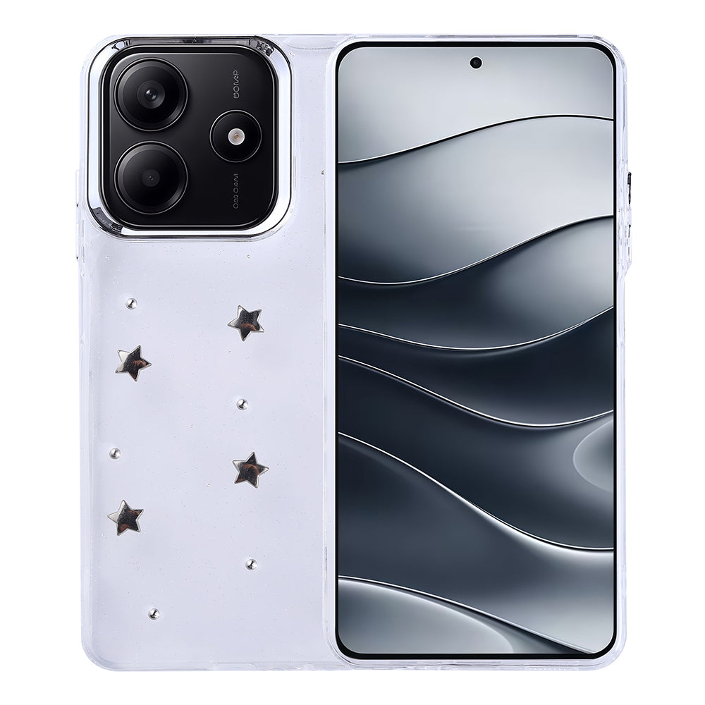 Xiaomi Redmi Note 14 4G Kılıf Airbag Tasarımlı Simli Şeffaf Zore Kutup Kapak
