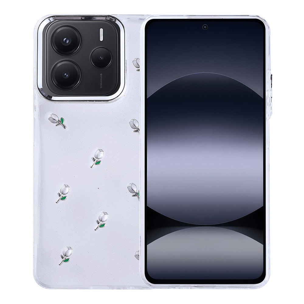 Xiaomi Redmi Note 14 5G Kılıf Airbag Tasarımlı Simli Şeffaf Zore Kutup Kapak