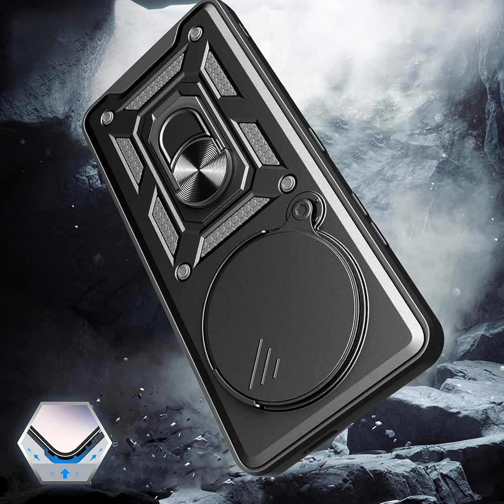 Xiaomi Redmi Note 14 Pro 4G Kılıf Magnetik Standlı Kamera Korumalı Zore Sürgülü Vega Kapak