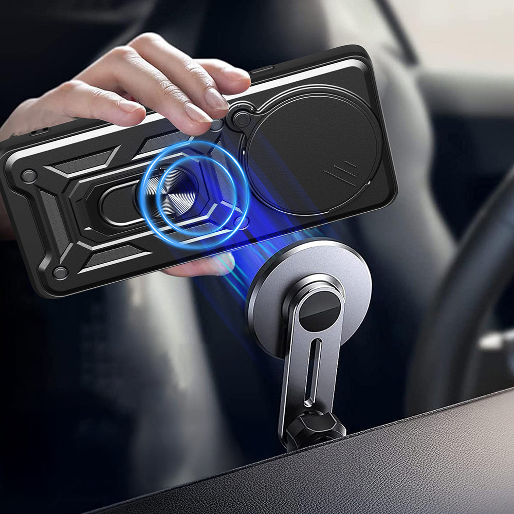 Xiaomi Redmi Note 14 Pro Plus Kılıf Magnetik Standlı Kamera Korumalı Zore Sürgülü Vega Kapak