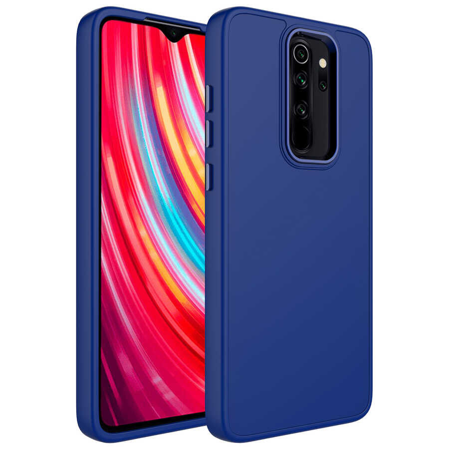 Xiaomi Redmi Note 8 Pro Kılıf Metal Çerçeve ve Buton Tasarımlı Silikon Zore Luna Kapak