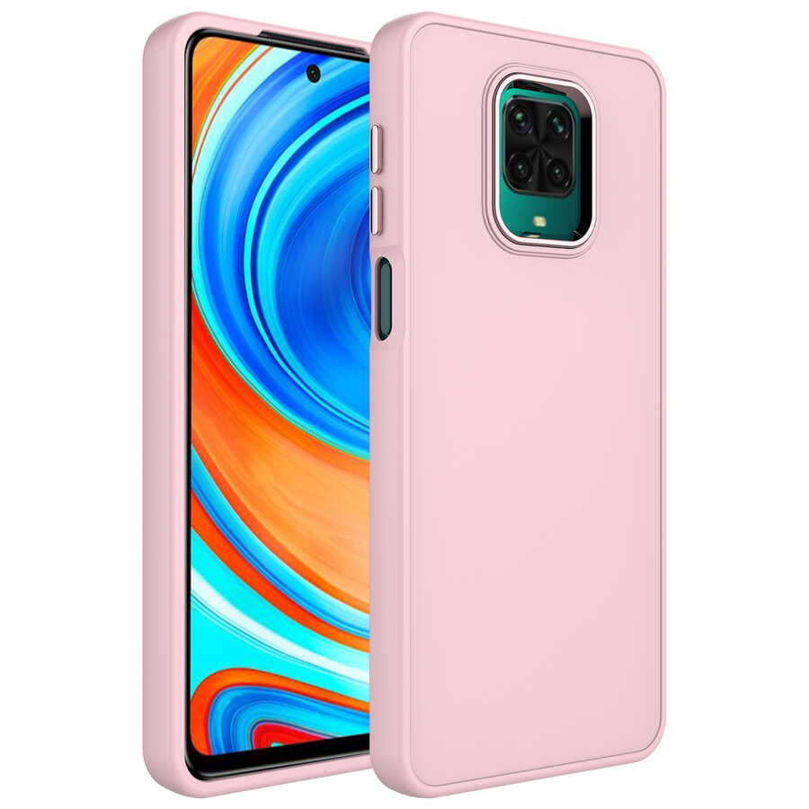 Xiaomi Redmi Note 9S Kılıf Metal Çerçeve ve Buton Tasarımlı Silikon Zore Luna Kapak