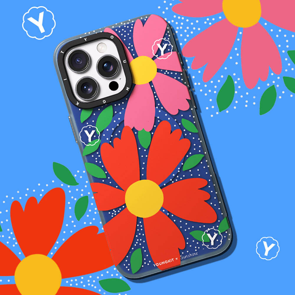 iPhone 15 Pro Max Kılıf M-safe Şarj Özellikli Sunshine Tasarımlı Youngkit Colorful Serisi Kapak