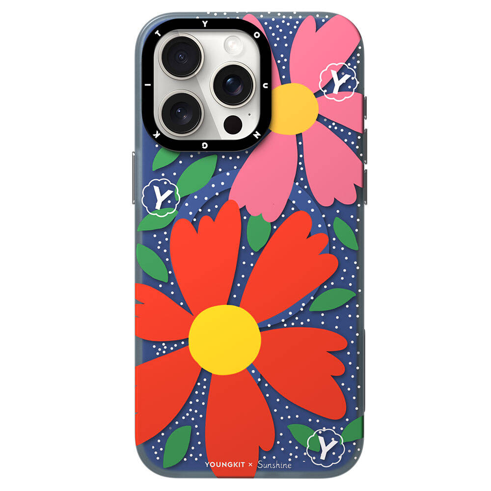 iPhone 15 Pro Max Kılıf M-safe Şarj Özellikli Sunshine Tasarımlı Youngkit Colorful Serisi Kapak