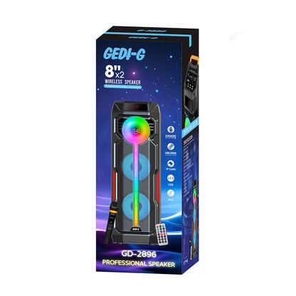 Zore GD-2896 Dijital LED Göstergeli Mikrofonlu RGB TWS Çift 8 inç Stereo Bass Kablosuz Karaoke Hoparlör
