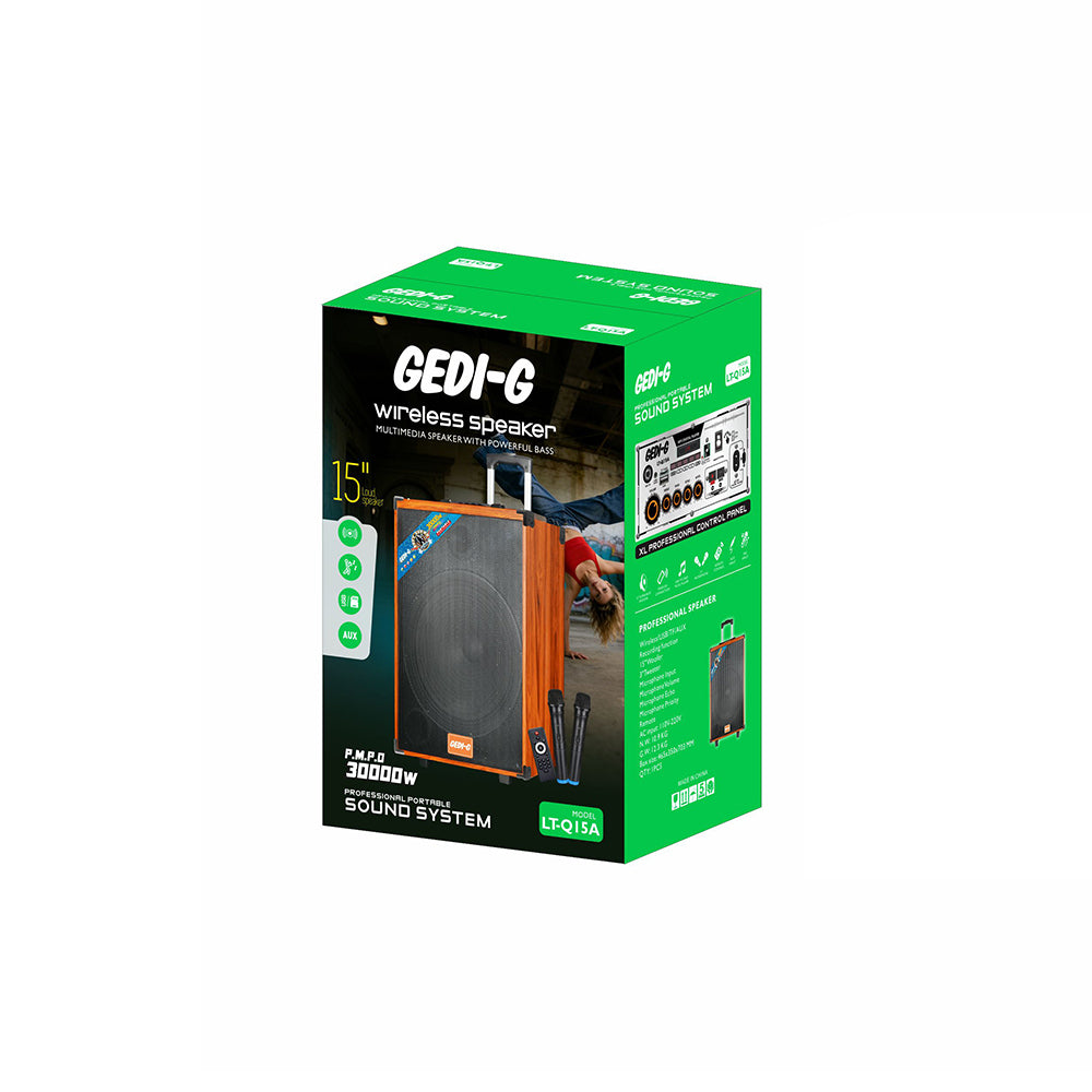 Zore LT-Q15A Dijital LED Göstergeli FM Radyolu Çift Mikrofonlu Kumandalı TWS Kablosuz Karaoke Hoparlör Speaker