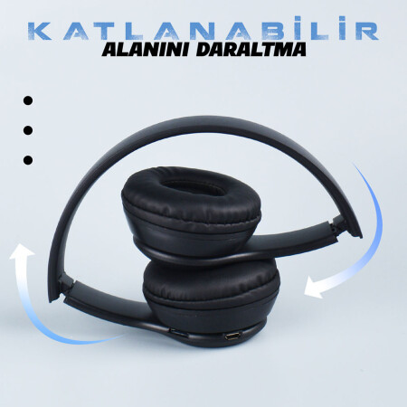 Zore ST95 Güçlü Ses Özelliği Ayarlanabilir ve Katlanabilir Kulak Üstü Bluetooth Kulaklık - 3
